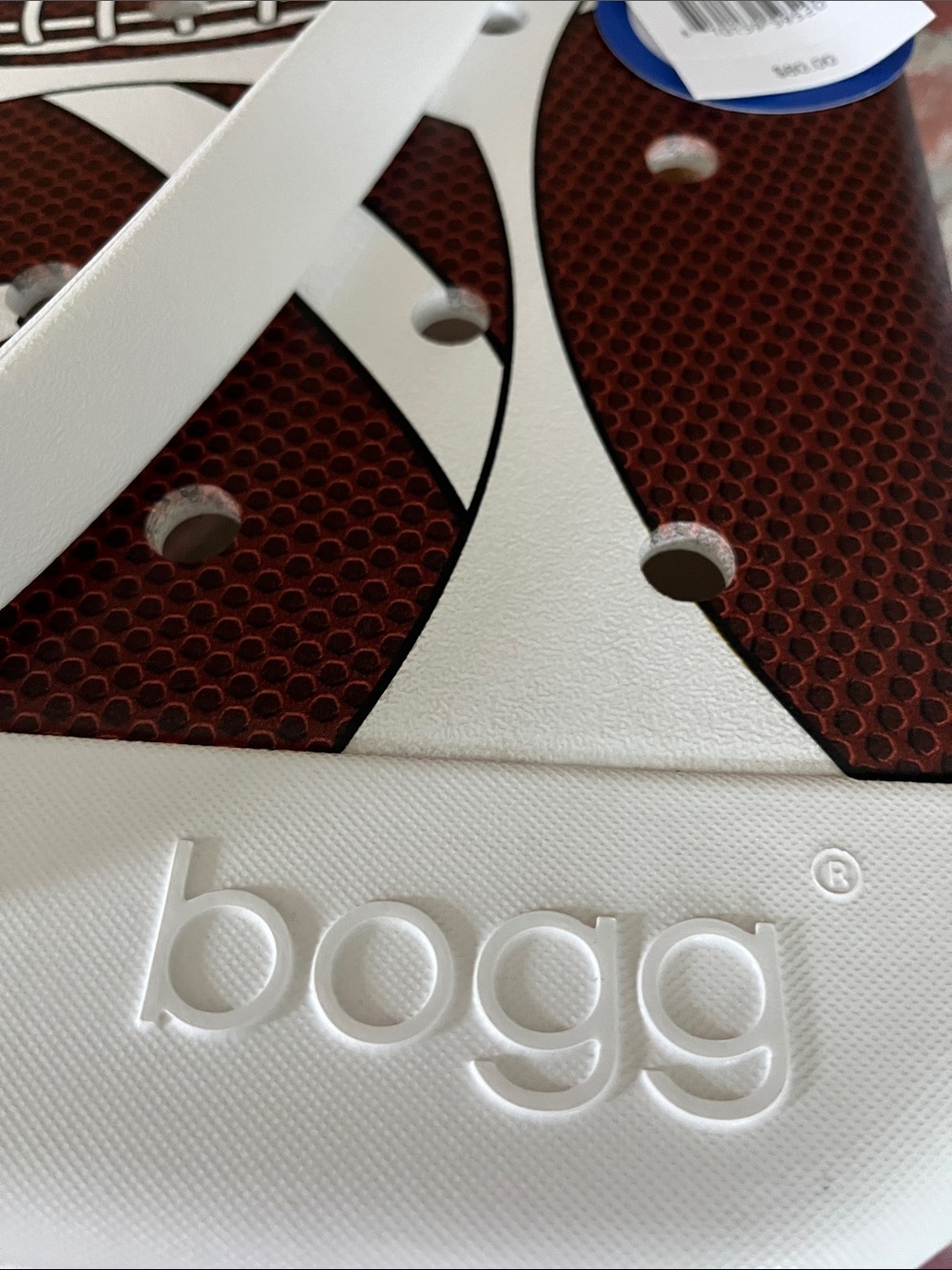 BOGG football Tote - Brown Football Print with White Trim - Picture 11 of 13